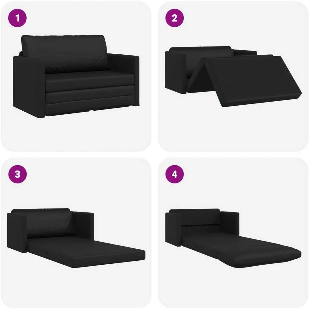 Sofa lova Juoda 124 x 71 x 78 cm Dirbtinė Oda