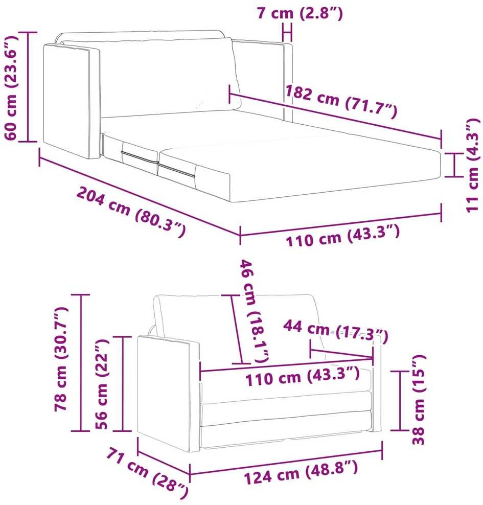 Sofa lova Kreminė 124 x 71 x 78 cm audinys