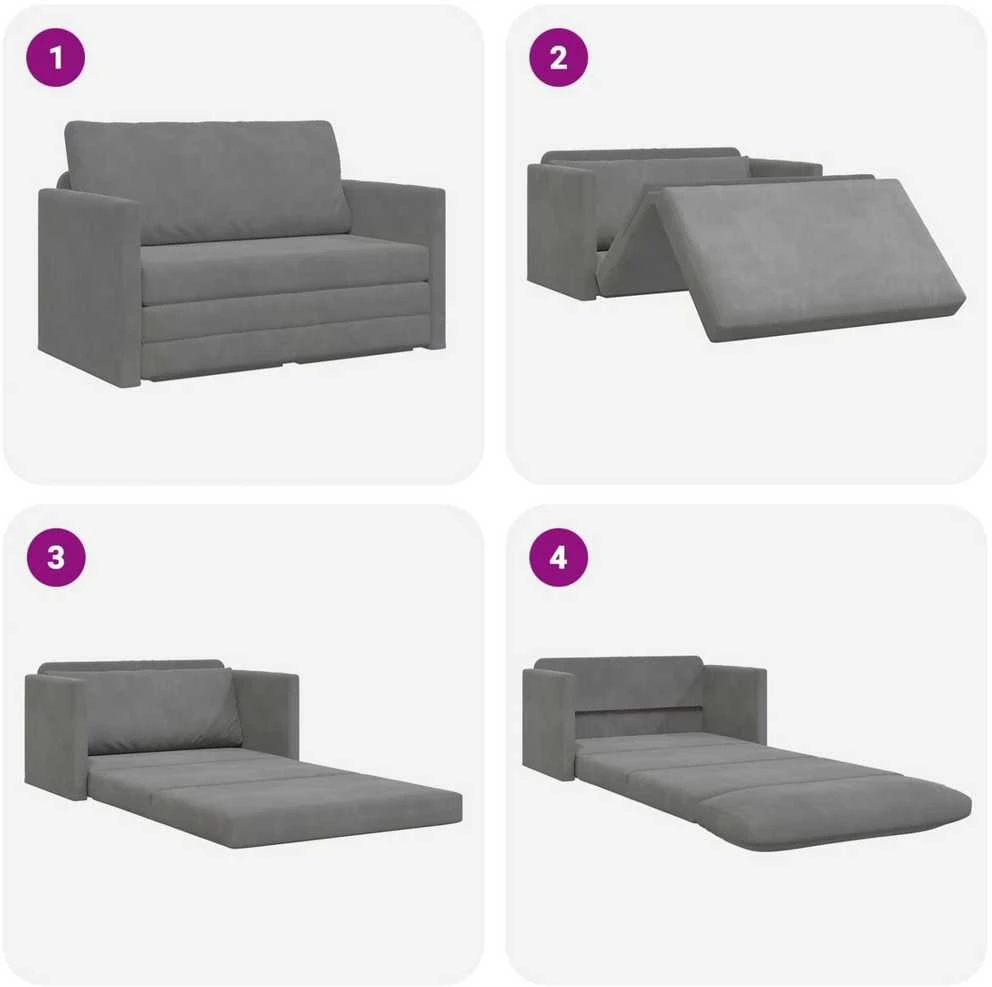 Sofa lova Tamsiai pilka 124 x 71 x 78 cm Aksomas