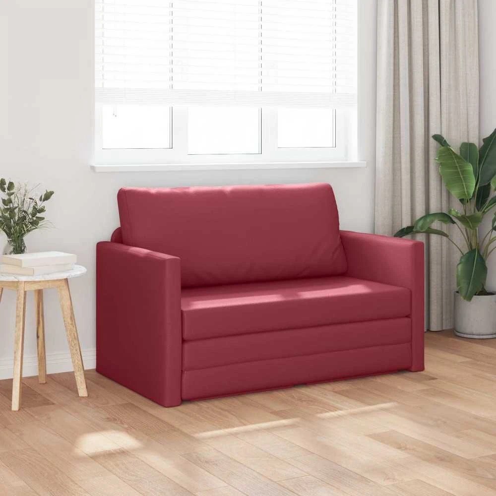 Sofa lova Vyno raudona 124 x 71 x 78 cm Dirbtinė Oda