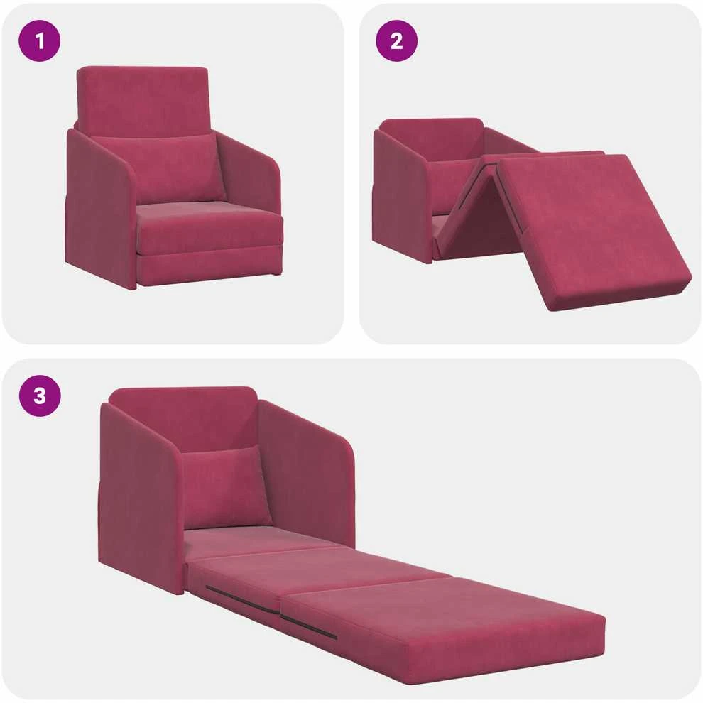 Sofa lova Vyno raudona 65 x 80 x 83 cm Aksomas
