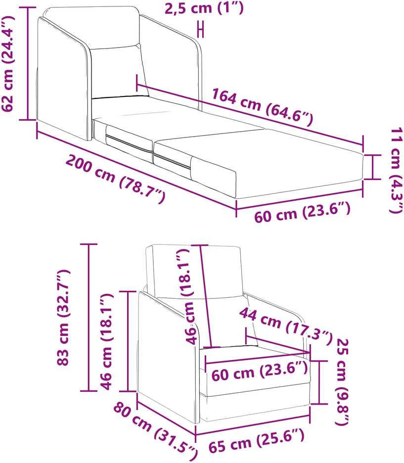Sofa lova Vyno raudona 65 x 80 x 83 cm Aksomas