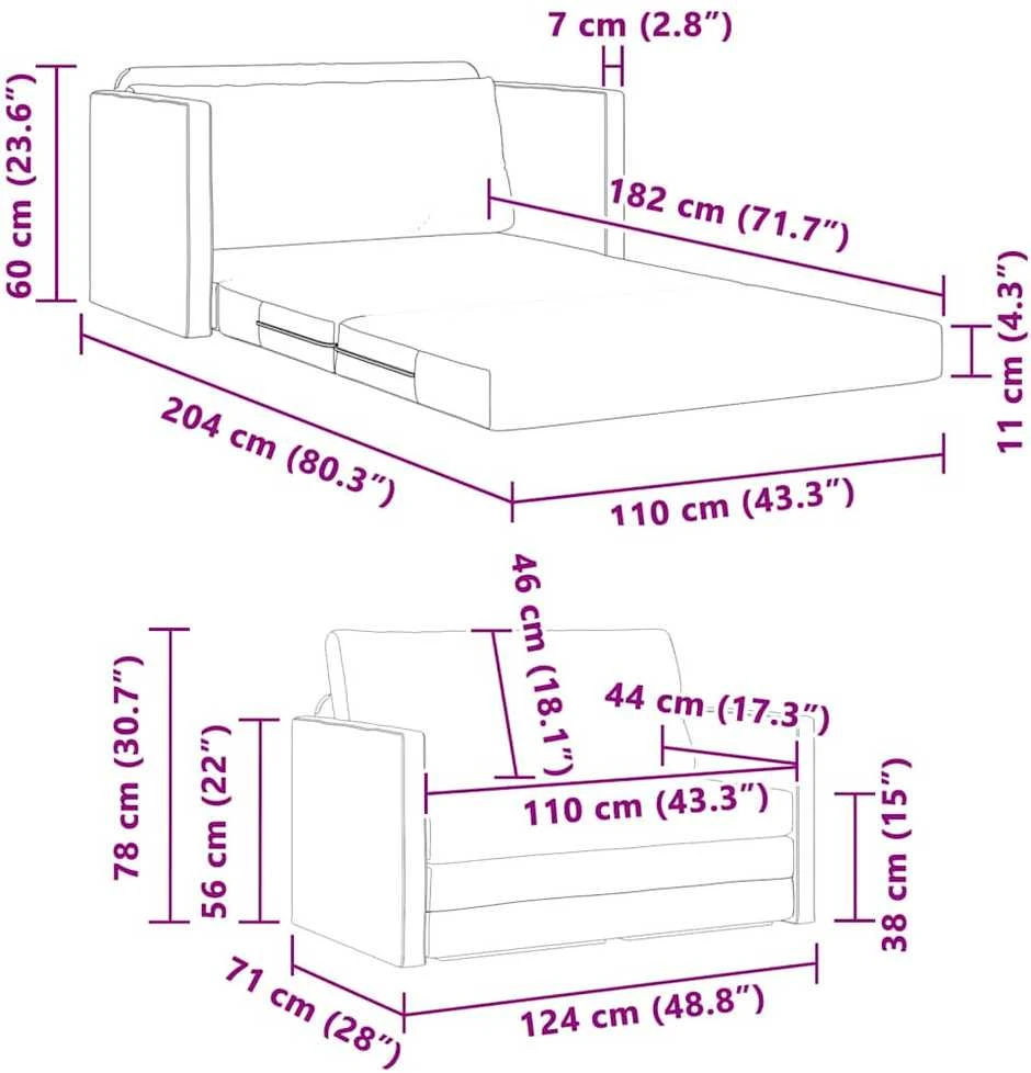 Sofa lova Juoda 124 x 71 x 78 cm Aksomas