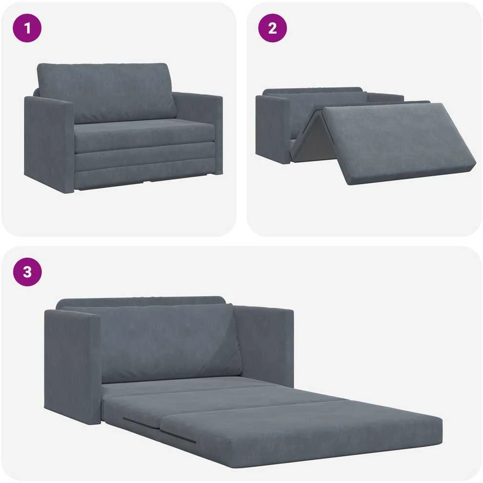 Sofa lova Tamsiai pilka 124 x 71 x 78 cm Aksomas