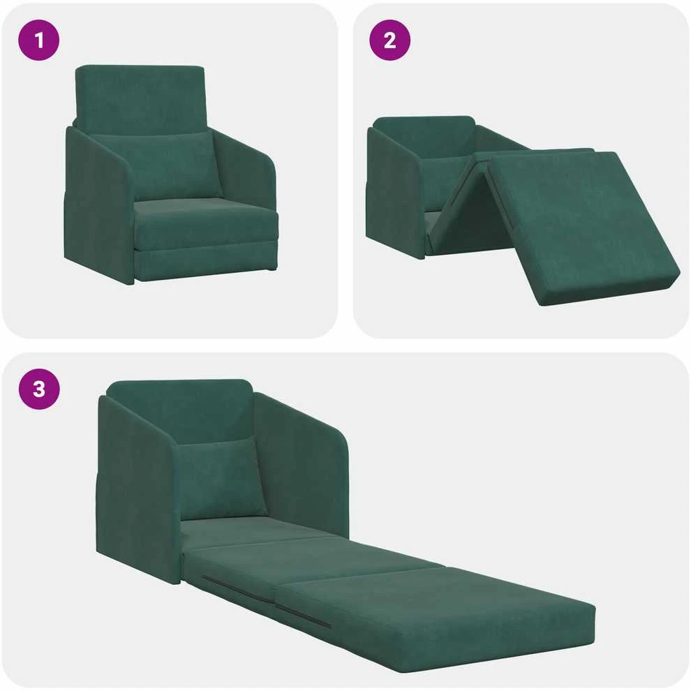 Sofa lova Tamsiai žalia 65 x 80 x 83 cm Aksomas