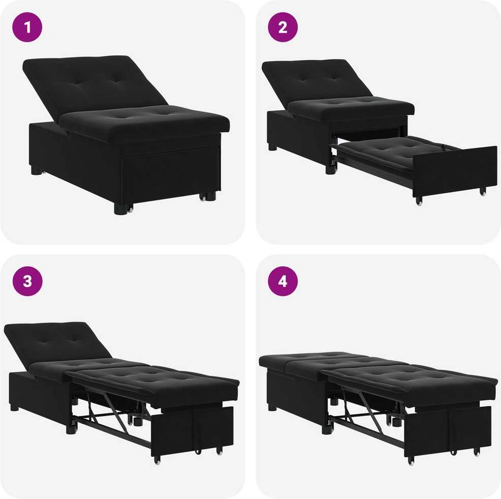 Sofa lova Juoda 194 x 67 x 82 cm Aksomas