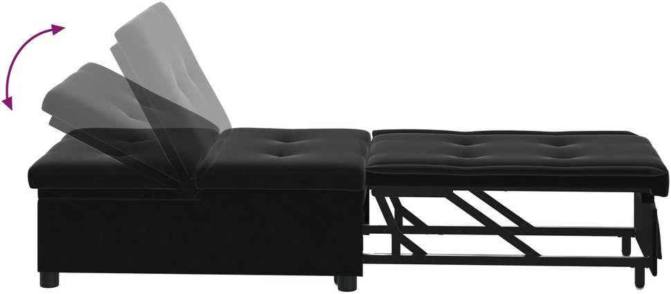 Sofa lova Juoda 194 x 67 x 82 cm Aksomas