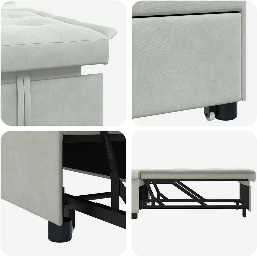 Sofa lova Šviesiai pilka 194 x 67 x 82 cm Aksomas