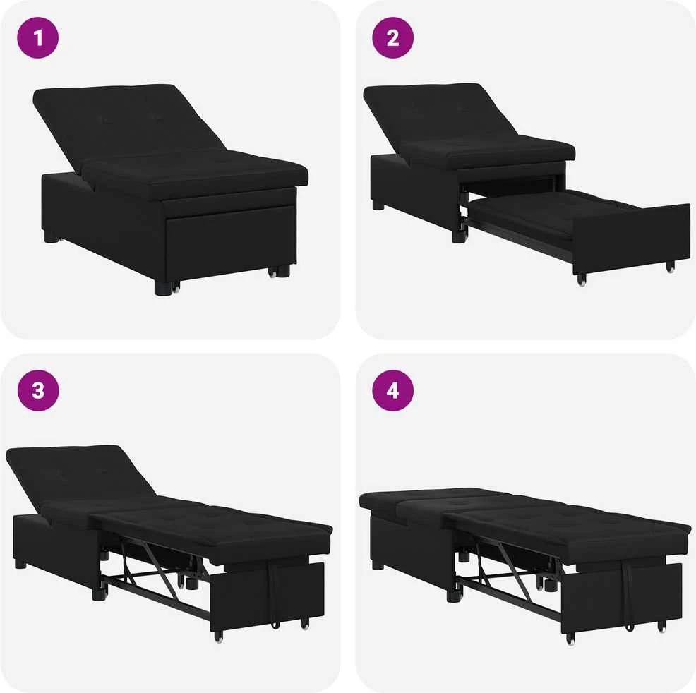 Ištraukiama sofa-lova Juodas 194 x 67 x 82 cm Mikropluoštas