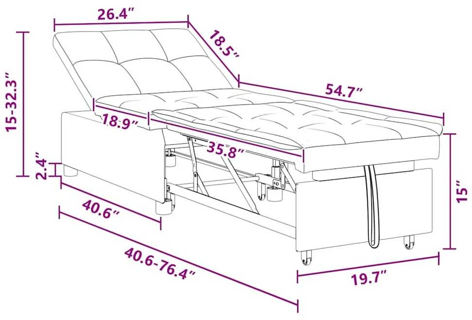 Sofa lova Tamsiai pilka 194 x 67 x 82 cm Aksomas