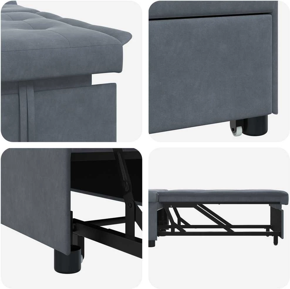 Sofa lova Tamsiai pilka 194 x 67 x 82 cm Aksomas