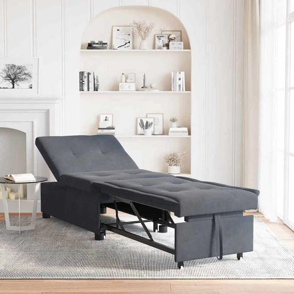 Sofa lova Tamsiai pilka 194 x 67 x 82 cm Aksomas