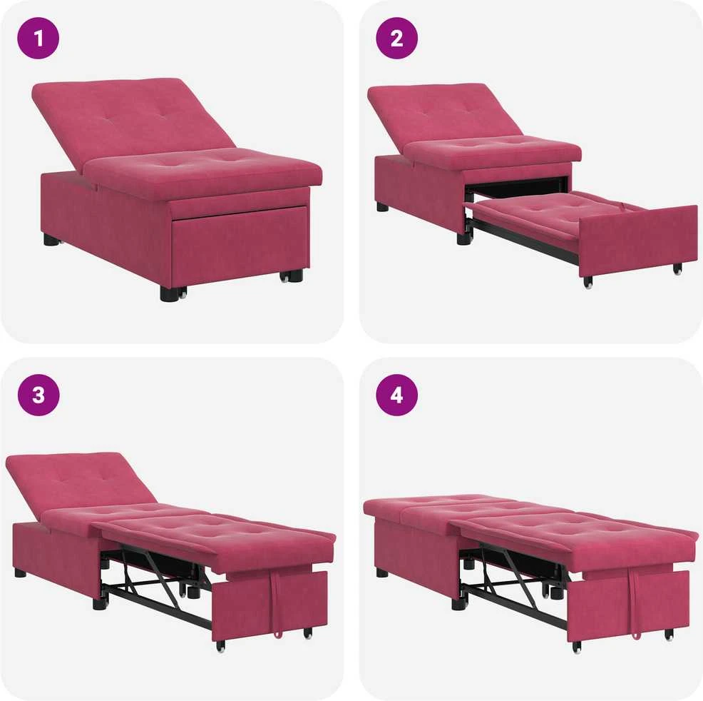 Sofa lova Vyno raudona 194 x 67 x 82 cm Aksomas