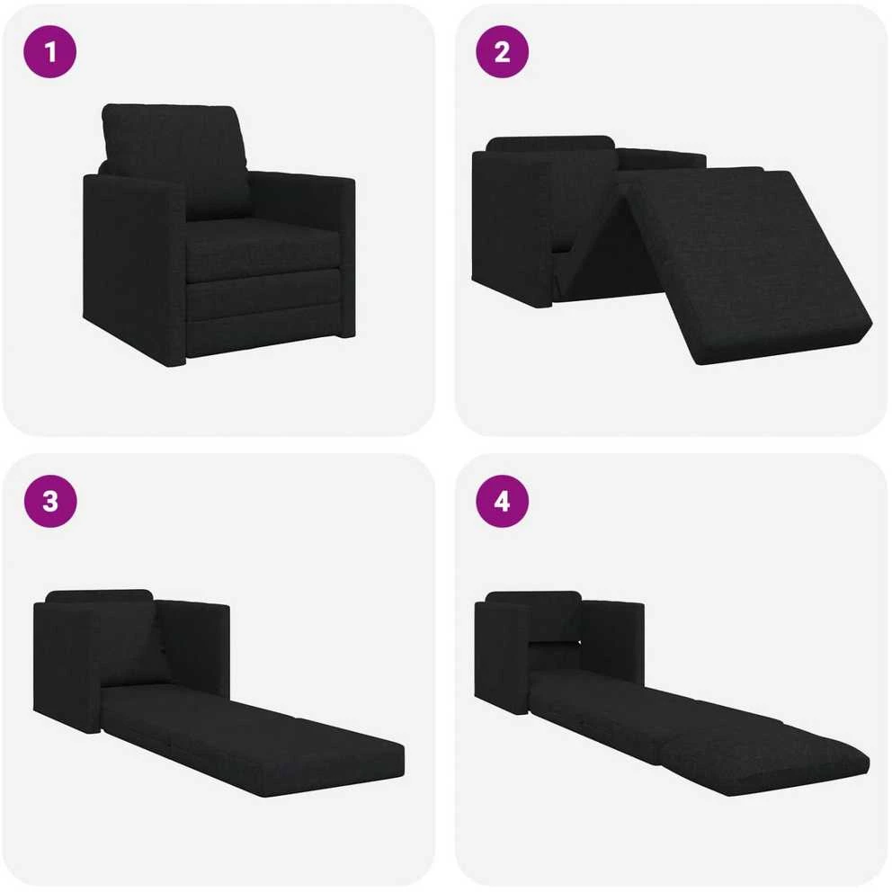 Sofa lova Juoda 74 x 77 x 81 cm audinys