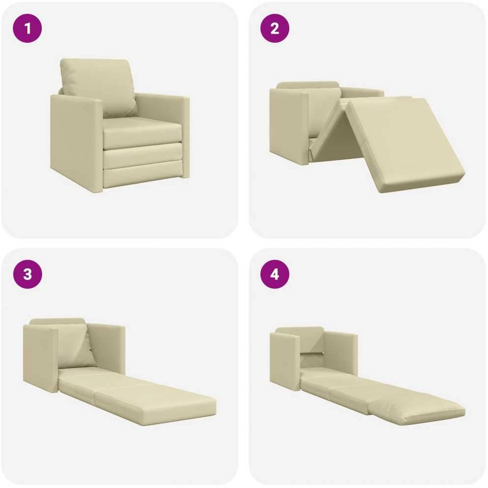 Sofa lova Kreminė 74 x 77 x 81 cm Dirbtinė Oda