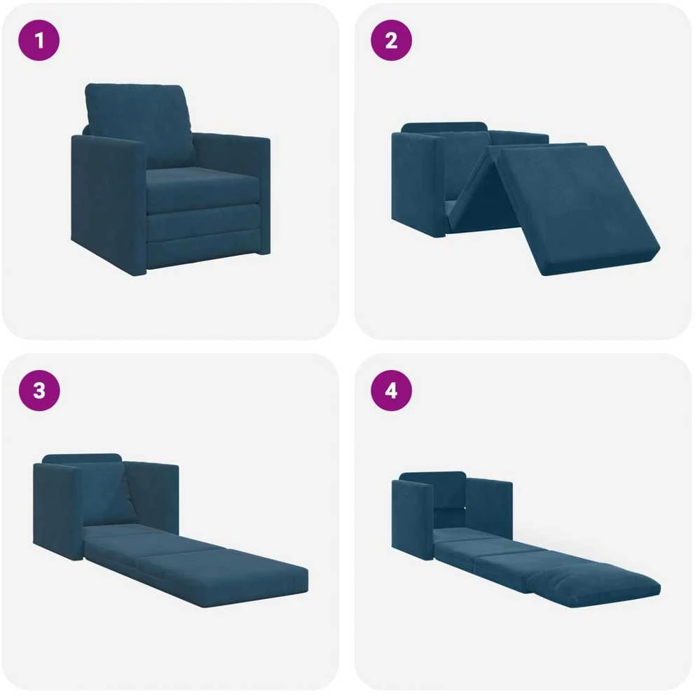 Sofa lova Mėlyna 74 x 77 x 81 cm Aksomas