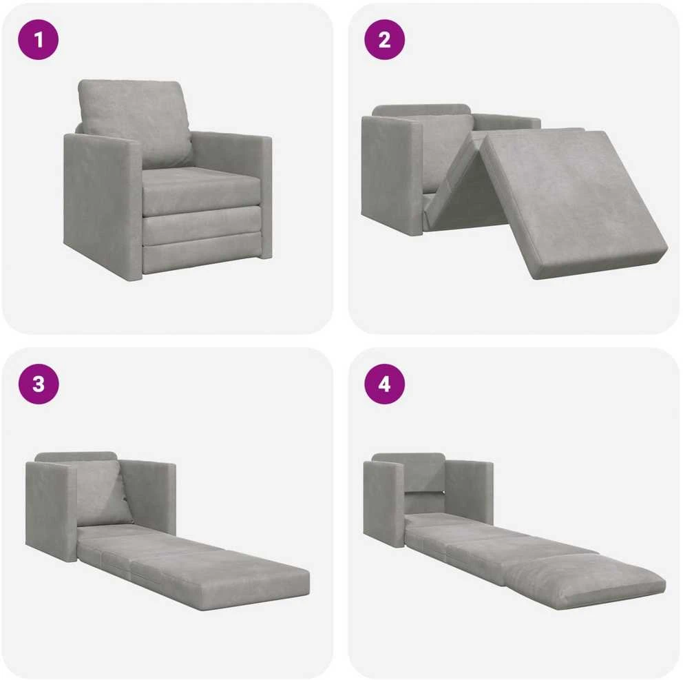 Sofa lova Šviesiai pilka 74 x 77 x 81 cm Aksomas