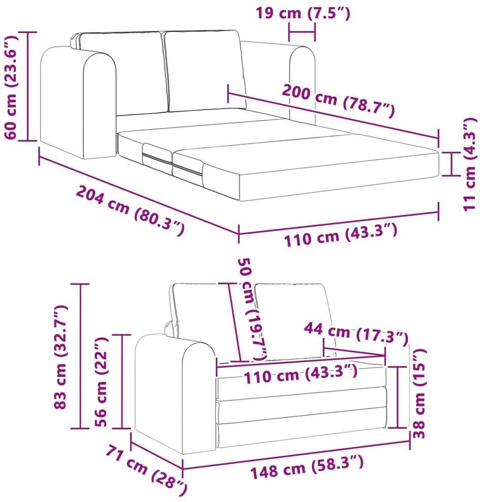 Sofa lova Tamsiai geltona 148 x 71 x 83 cm audinys