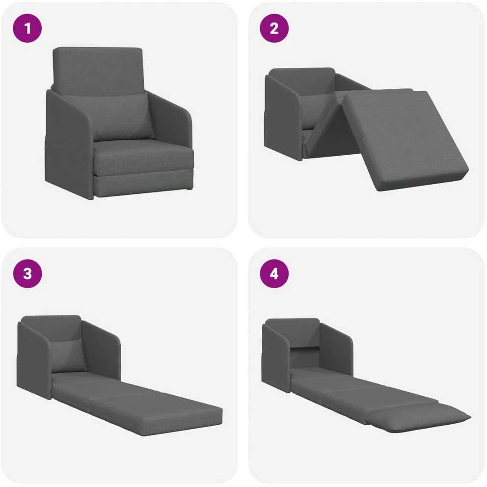 Sofa lova Tamsiai pilka 65 x 80 x 83 cm audinys
