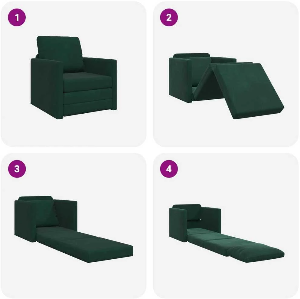 Sofa lova Tamsiai žalia 74 x 77 x 81 cm Aksomas