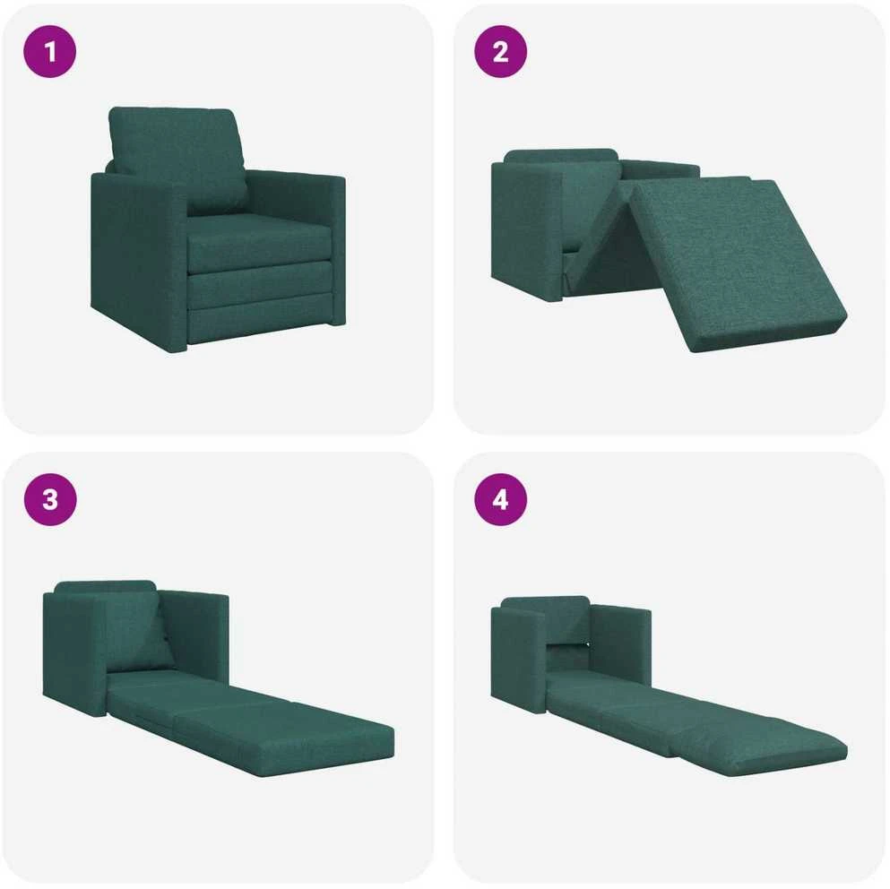 Sofa lova Tamsiai žalia 74 x 77 x 81 cm audinys