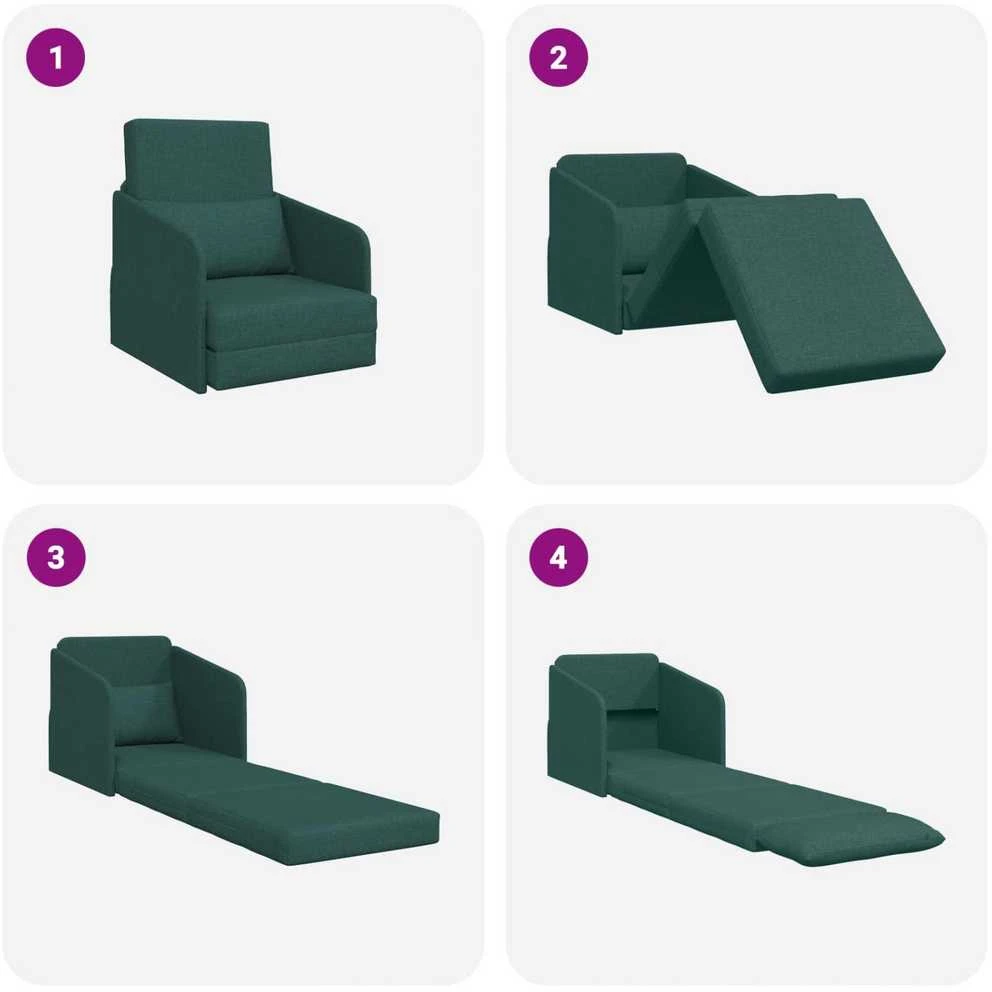 Sofa lova Tamsiai žalia 65 x 80 x 83 cm audinys
