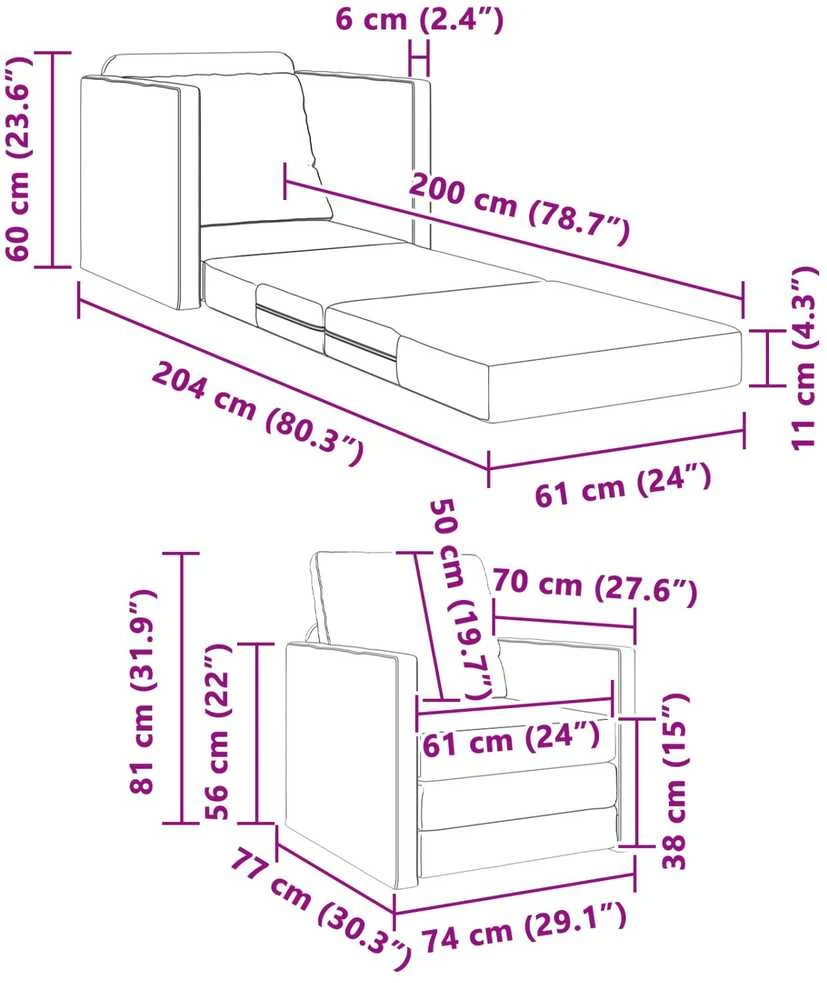 Sofa lova Tortora 74 x 77 x 81 cm audinys