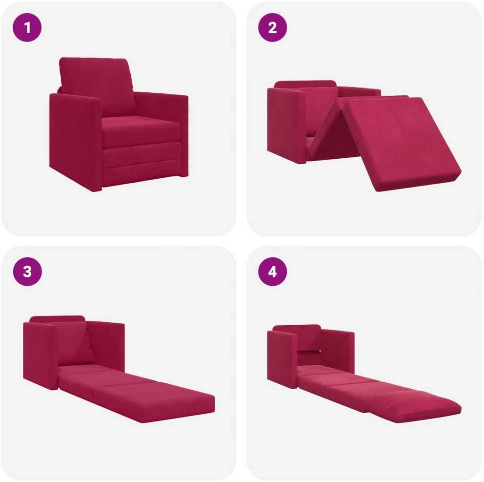 Sofa lova Vyno raudona 74 x 77 x 81 cm Aksomas