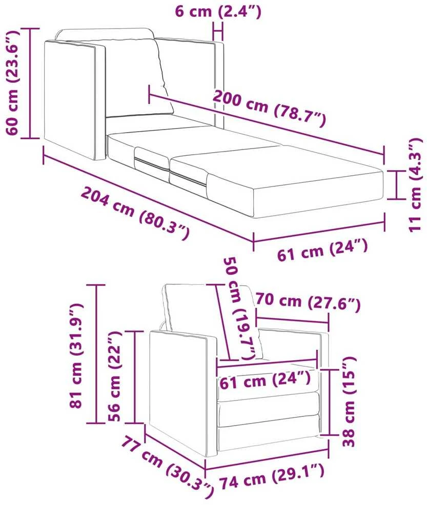 Sofa lova Vyno raudona 74 x 77 x 81 cm audinys
