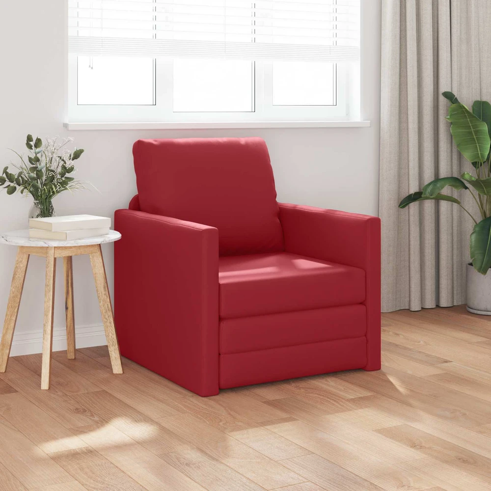 Sofa lova 60cm Vyno raudona Dirbtinė Oda