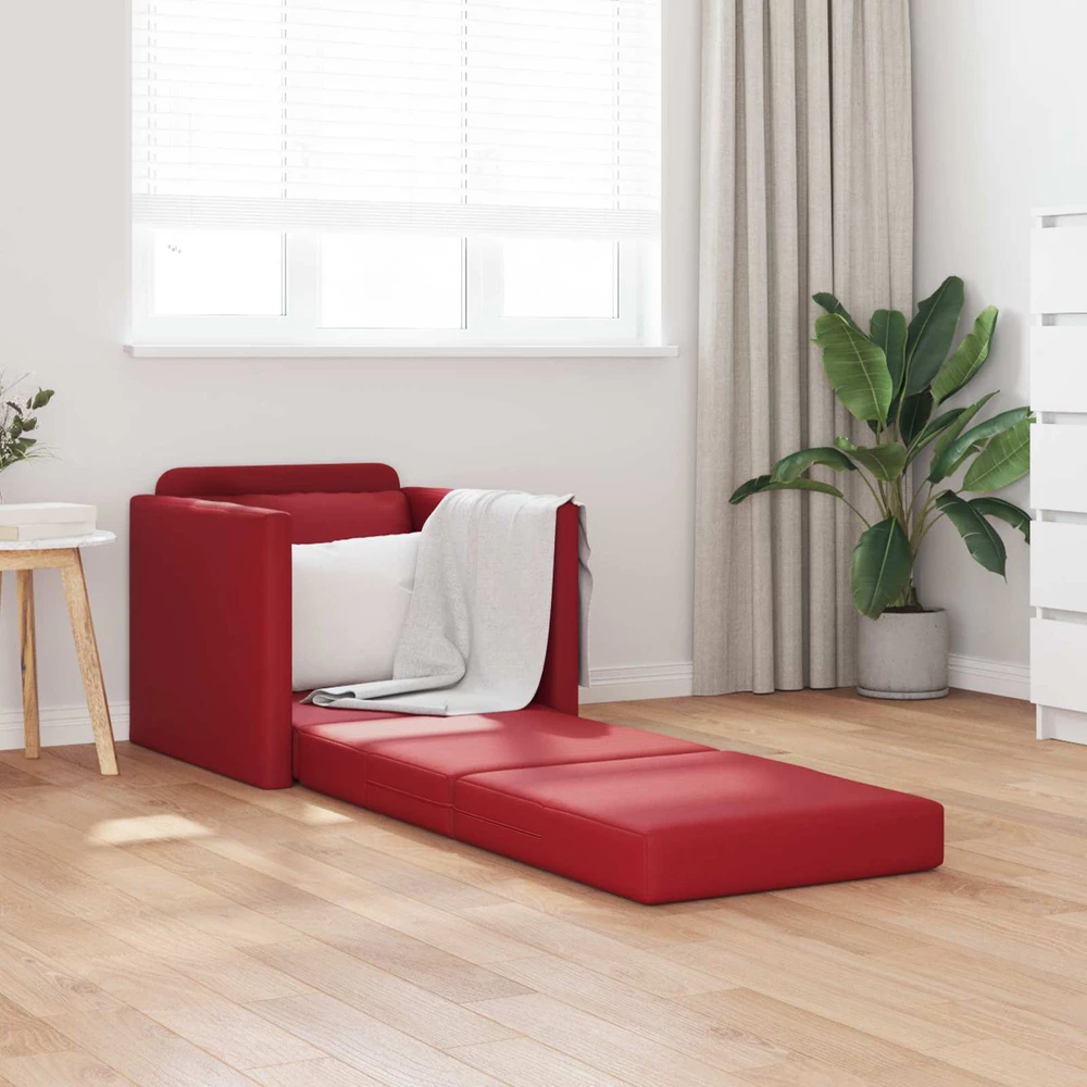 Sofa lova 60cm Vyno raudona Dirbtinė Oda