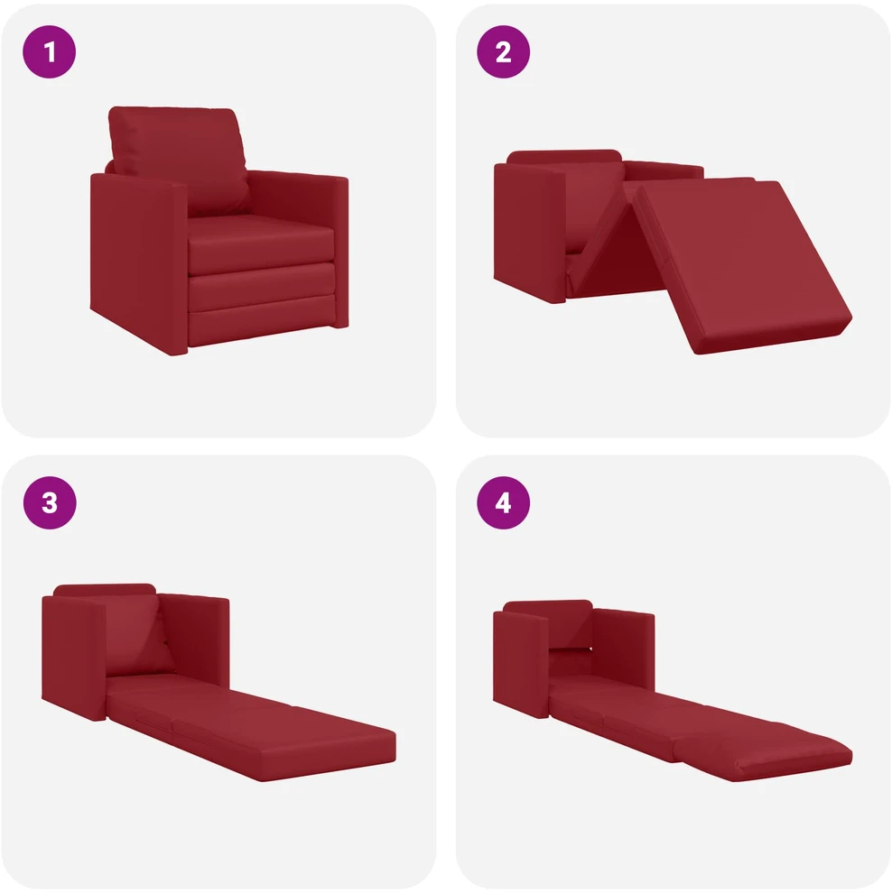 Sofa lova 60cm Vyno raudona Dirbtinė Oda