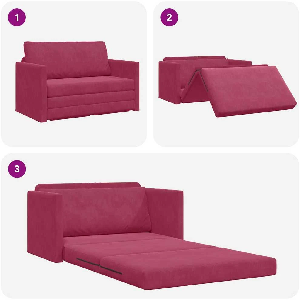 Sofa lova Vyno raudona 124 x 71 x 78 cm Aksomas