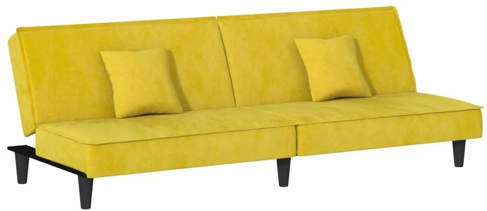 Sofa-lova, geltonos spalvos, aksomas