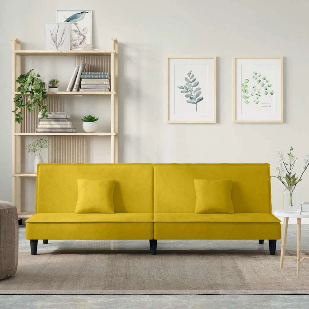 Sofa-lova, geltonos spalvos, aksomas