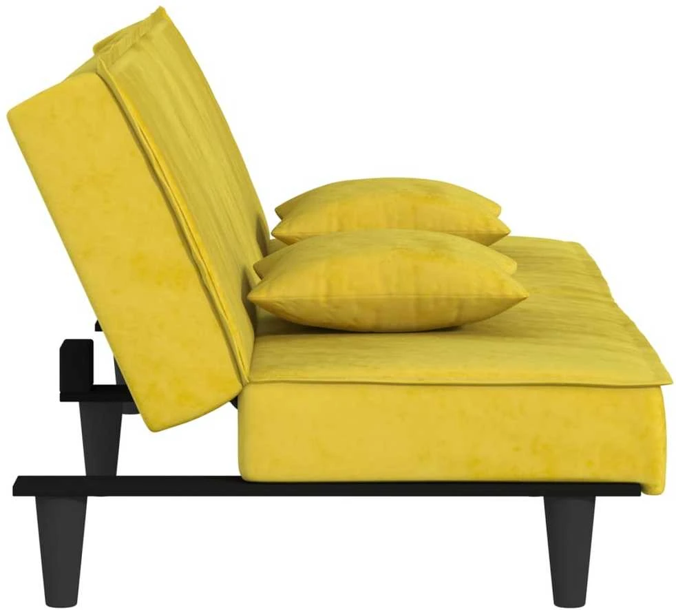 Sofa-lova, geltonos spalvos, aksomas