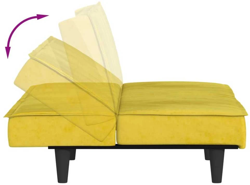 Sofa-lova, geltonos spalvos, aksomas
