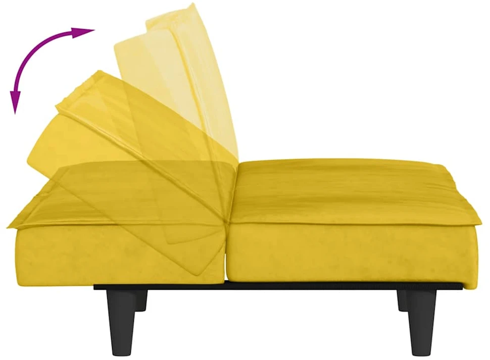 Sofa-lova, geltonos spalvos, aksomas
