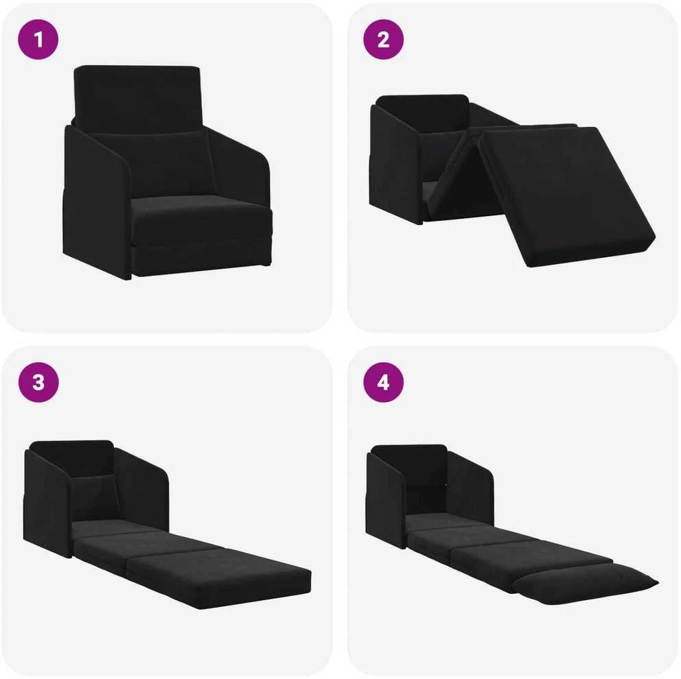 Sofa lova Juoda 65 x 80 x 83 cm Aksomas
