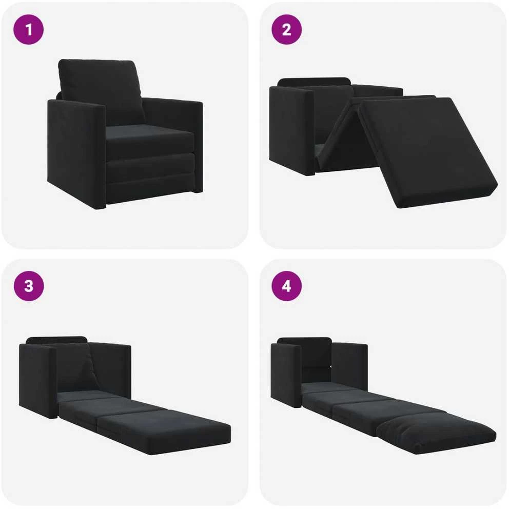 Sofa lova Juoda 74 x 77 x 81 cm Aksomas
