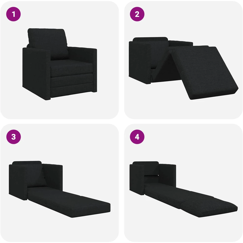Sofa lova Juoda 74 x 77 x 81 cm audinys