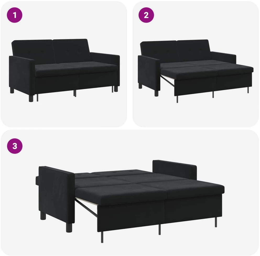 Sofa lova Juoda Audinys