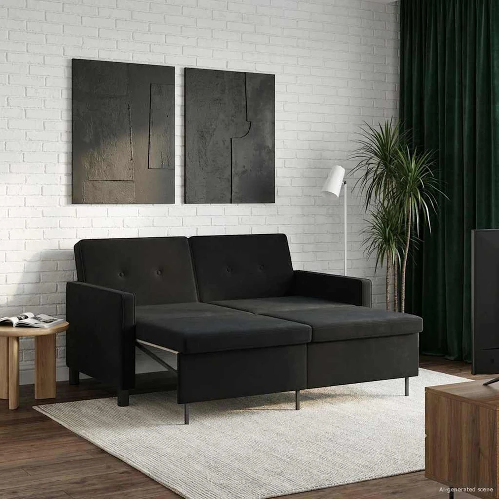 Sofa lova Juoda Audinys