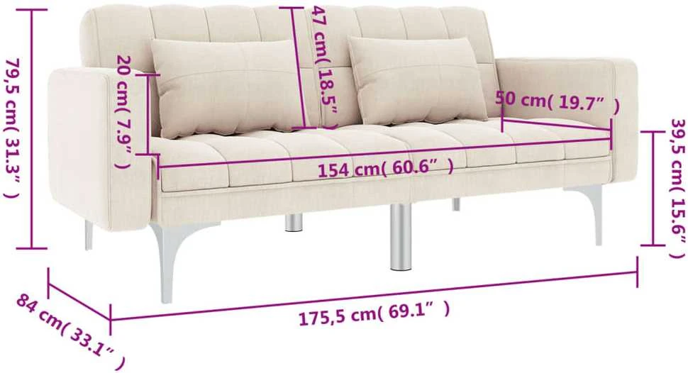 Sofa-lova, kreminės spalvos, audinys