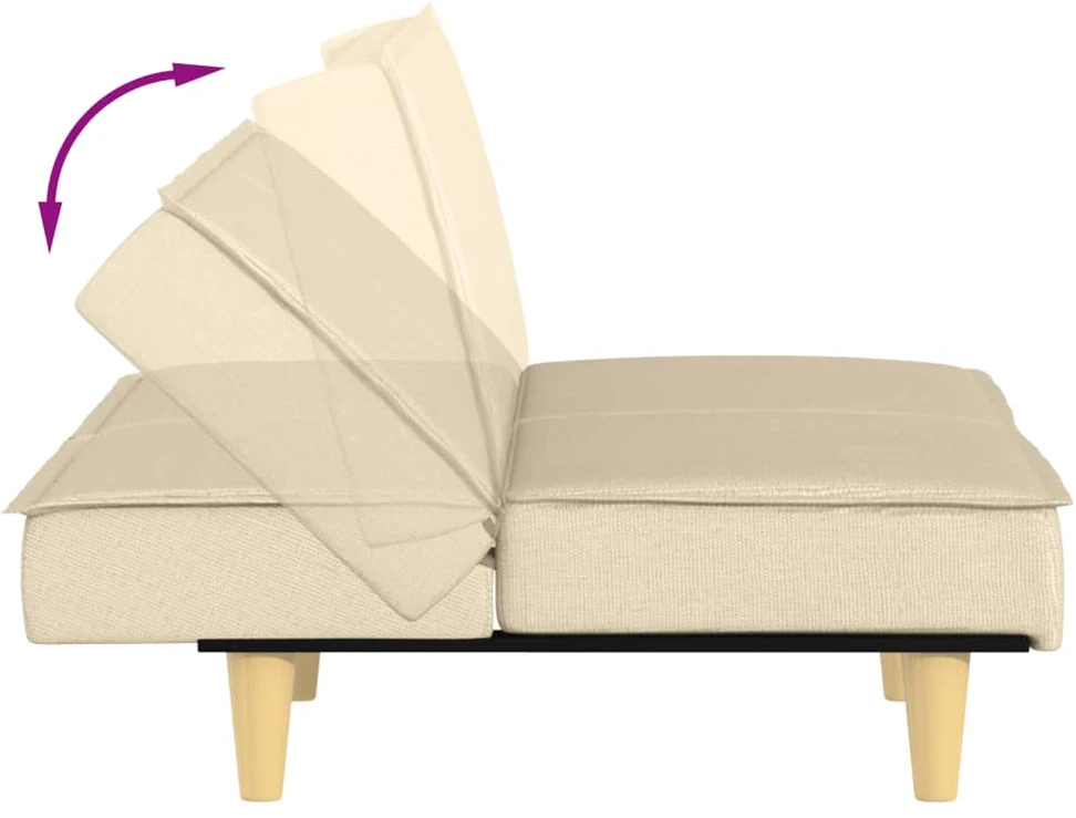Sofa-lova, kreminės spalvos, audinys