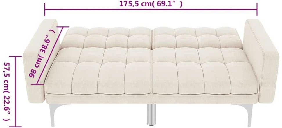 Sofa-lova, kreminės spalvos, audinys