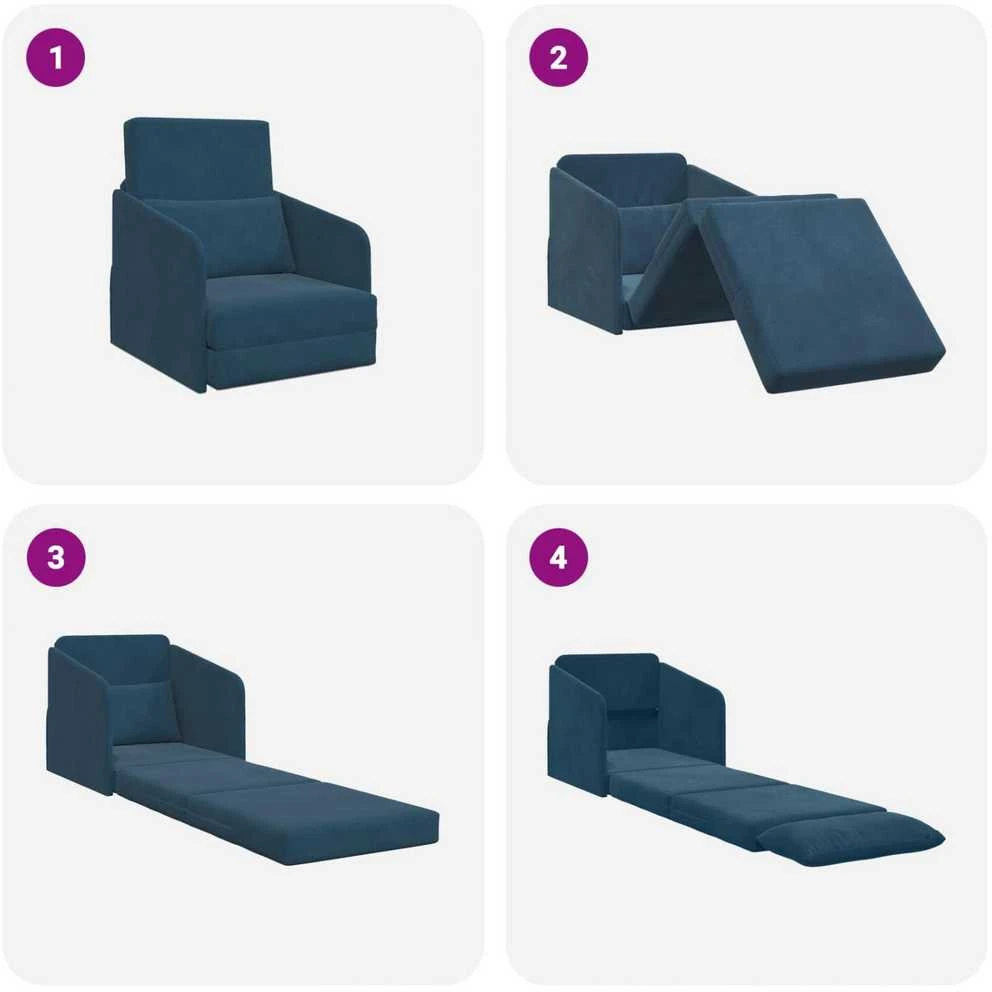 Sofa lova Mėlyna 65 x 80 x 83 cm Aksomas