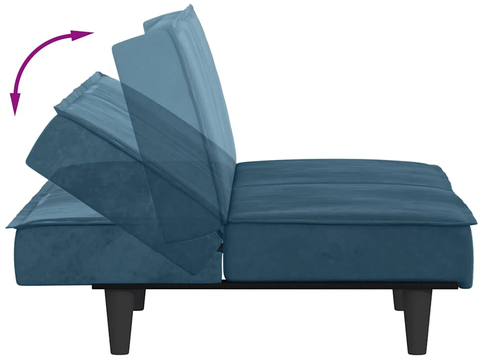 Sofa-lova, mėlynos spalvos, aksomas