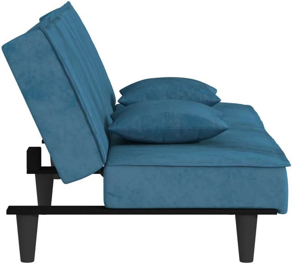 Sofa-lova, mėlynos spalvos, aksomas