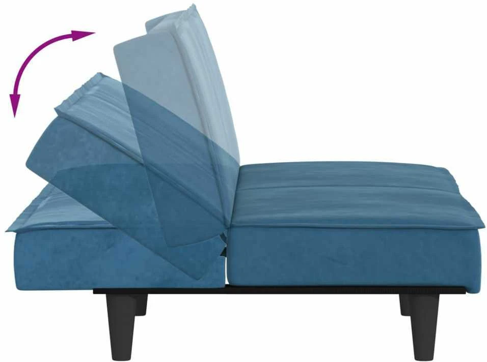 Sofa-lova, mėlynos spalvos, aksomas